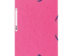 Chemise exacompta carte lustrée 5/10e 400g 3 rabats et élastique a4 format 240x320mm coloris fuschia