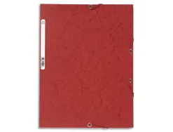 Chemise exacompta carte lustrée 5/10e 400g 3 rabats et élastique a4 format 240x320mm coloris rouge