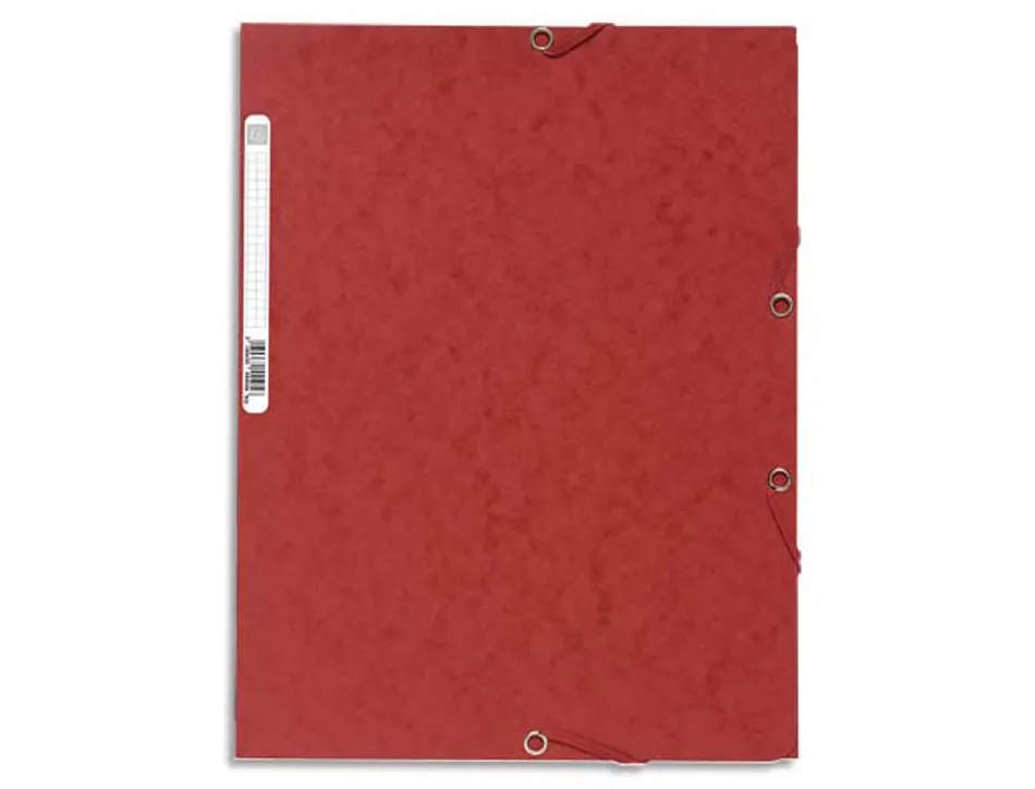 Chemise exacompta carte lustrée 5/10e 400g 3 rabats et élastique a4 format 240x320mm coloris rouge