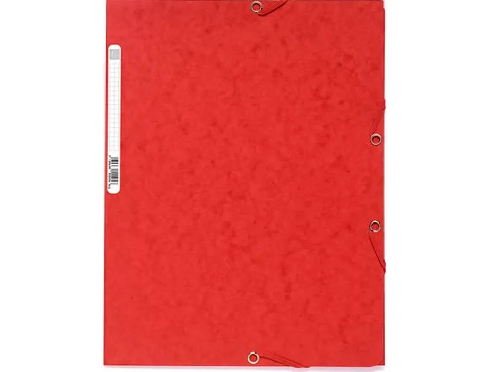 Chemise exacompta carte lustrée 5/10e 400g 3 rabats et élastique a4 format 240x320mm coloris rouge