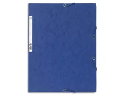 Chemise exacompta carte lustrée 5/10e 400g 3 rabats et élastique a4 format 240x320mm coloris bleu