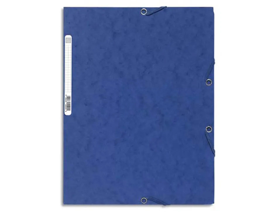 Chemise exacompta carte lustrée 5/10e 400g 3 rabats et élastique a4 format 240x320mm coloris bleu