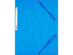 Chemise exacompta carte lustrée 5/10e 400g 3 rabats et élastique a4 format 240x320mm coloris bleu