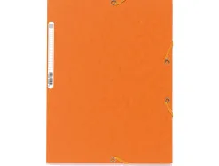 Chemise exacompta carte lustrée 5/10e 400g 3 rabats et élastique a4 format 240x320mm coloris orange
