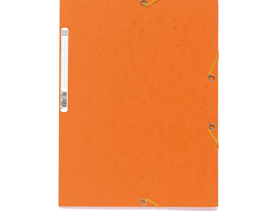 Chemise exacompta carte lustrée 5/10e 400g 3 rabats et élastique a4 format 240x320mm coloris orange