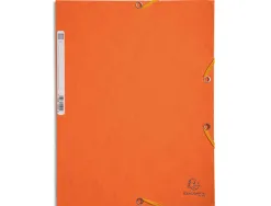 Chemise exacompta carte lustrée 5/10e 400g 3 rabats et élastique a4 format 240x320mm coloris orange