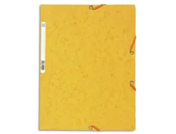 Chemise exacompta carte lustrée 5/10e 400g 3 rabats et élastique a4 format 240x320mm coloris jaune
