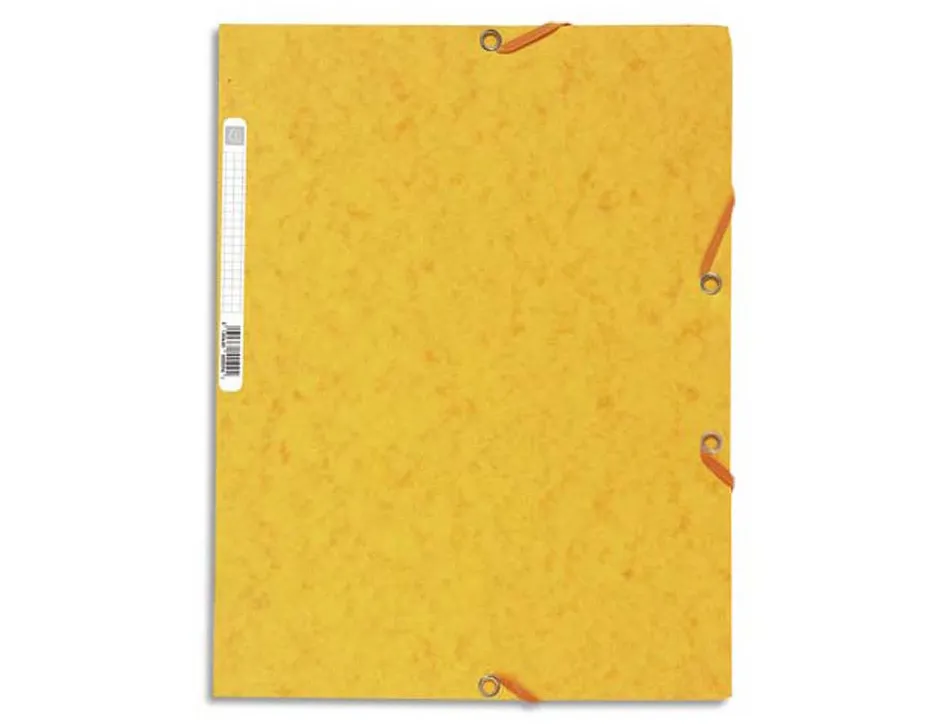 Chemise exacompta carte lustrée 5/10e 400g 3 rabats et élastique a4 format 240x320mm coloris jaune