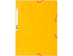 Chemise exacompta carte lustrée 5/10e 400g 3 rabats et élastique a4 format 240x320mm coloris jaune