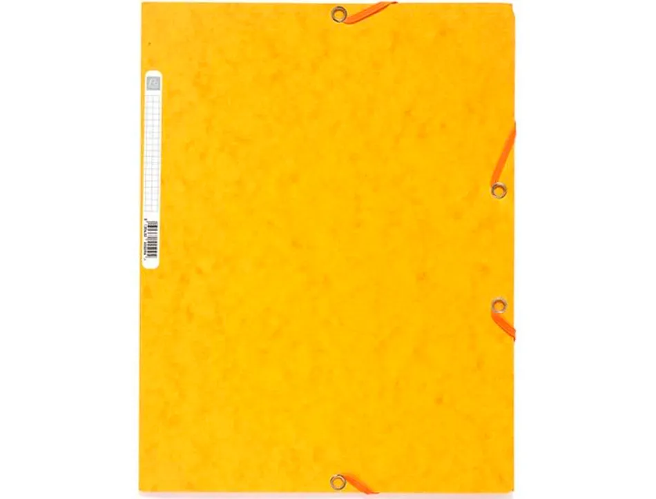 Chemise exacompta carte lustrée 5/10e 400g 3 rabats et élastique a4 format 240x320mm coloris jaune