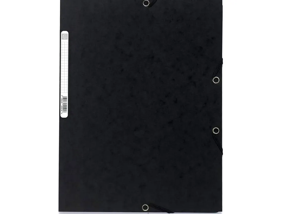 Chemise exacompta carte lustrée 5/10e 400g 3 rabats et élastique a4 format 240x320mm coloris noir