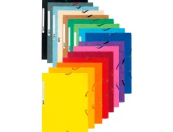 Chemise exacompta carte lustrée 5/10e 400g 3 rabats et élastique a4 format 240x320mm coloris vifs assortis 50 unités