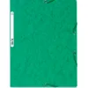 Chemise exacompta carte lustrée 5/10e 400g 3 rabats et élastique a4 format 240x320mm coloris vert