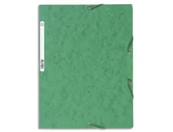 Chemise exacompta carte lustrée 5/10e 400g 3 rabats et élastique a4 format 240x320mm coloris vert