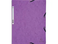 Chemise exacompta carte lustrée 5/10e 400g 3 rabats et élastique a4 format 240x320mm coloris violet