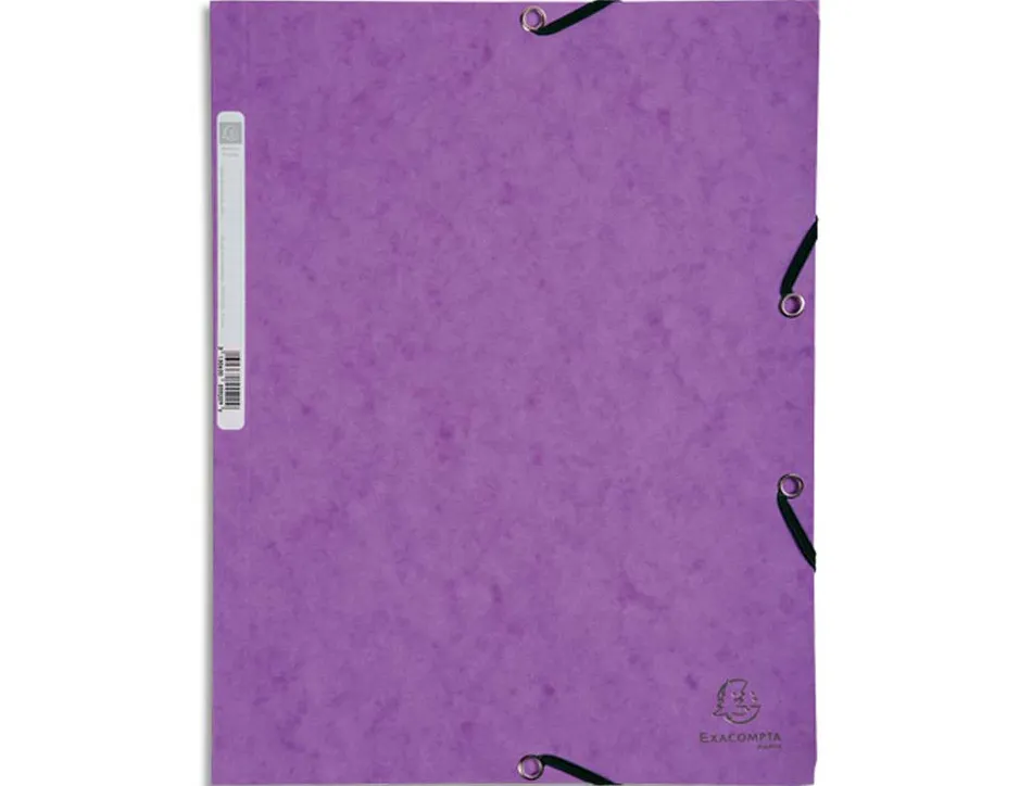 Chemise exacompta carte lustrée 5/10e 400g 3 rabats et élastique a4 format 240x320mm coloris violet