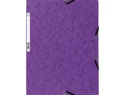 Chemise exacompta carte lustrée 5/10e 400g 3 rabats et élastique a4 format 240x320mm coloris violet