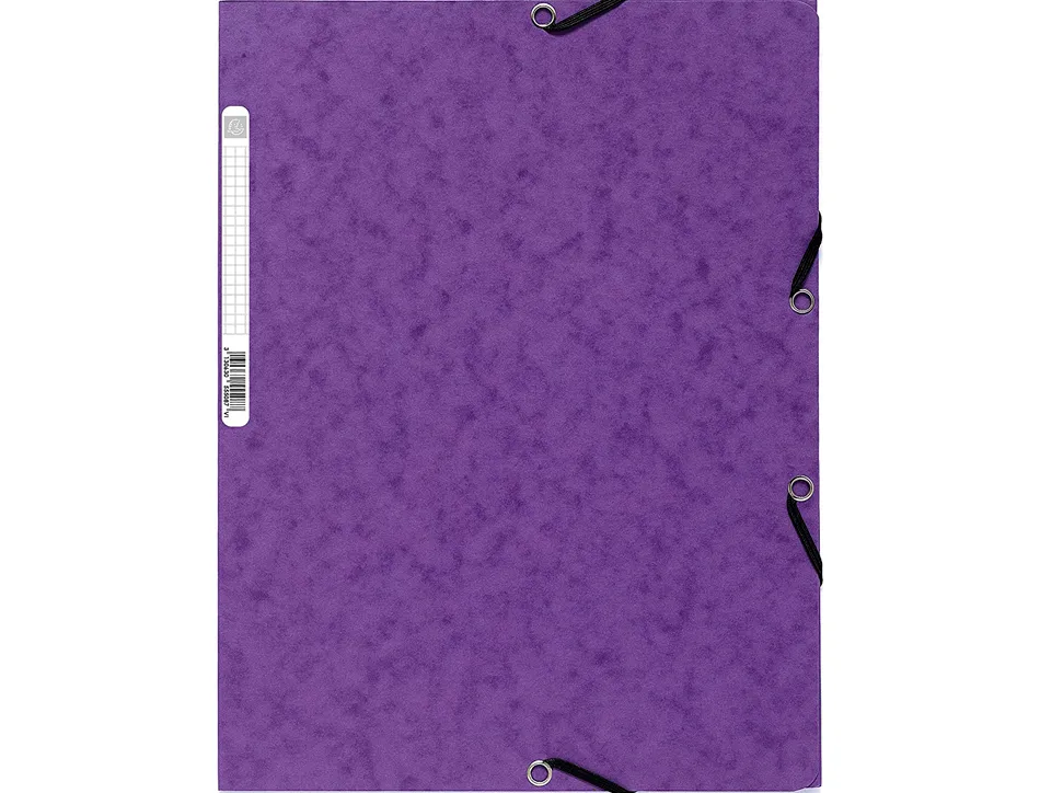Chemise exacompta carte lustrée 5/10e 400g 3 rabats et élastique a4 format 240x320mm coloris violet