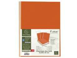 Chemise exacompta carte 240x320mm 320g documents a4 210x297mm soufflet dos toilé 30mm coloris orange