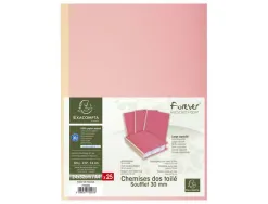 Chemise exacompta carte 240x320mm 320g documents a4 210x297mm soufflet dos toilé 30mm coloris rose