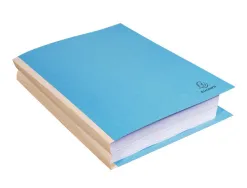 Chemise exacompta carte 240x320mm 320g documents a4 210x297mm soufflet dos toile 30mm coloris bleu paquet 25 unites