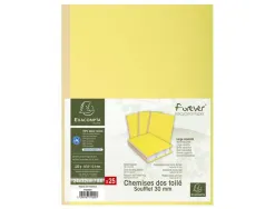 Chemise exacompta carte 240x320mm 320g documents a4 210x297mm soufflet dos toile 30mm coloris jaune paquet 25 unites