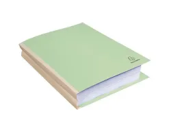 Chemise exacompta carte 240x320mm 320g documents a4 210x297mm soufflet dos toile 30mm coloris vert paquet 25 unites