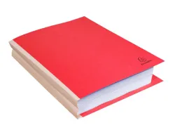 Chemise exacompta carte 240x320mm 320g documents a4 210x297mm soufflet dos toile 30mm coloris rouge paquet 25 unites