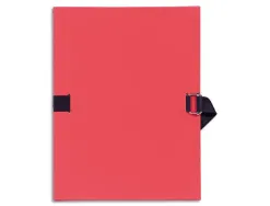 Chemise exacompta carton papier toilé 240x320mm dos extensible 120mm sangle coton boucle crantée coloris rouge