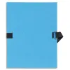 Chemise exacompta carton papier toilé 240x320mm dos extensible 120mm sangle coton boucle crantée coloris bleu