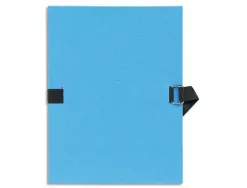 Chemise exacompta carton papier toilé 240x320mm dos extensible 120mm sangle coton boucle crantée coloris bleu
