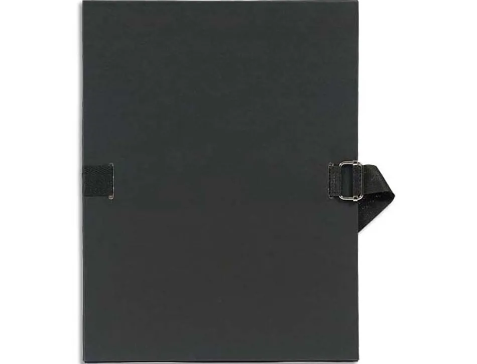 Chemise exacompta carton papier toilé 240x320mm dos extensible 120mm sangle coton boucle crantée coloris noir