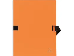Chemise exacompta carton papier toilé 240x320mm dos extensible 120mm sangle coton boucle crantée coloris orange