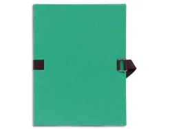 Chemise exacompta carton papier toilé 240x320mm dos extensible 120mm sangle coton boucle crantée coloris vert clair
