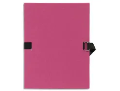 Chemise exacompta carton papier toilé 240x320mm dos extensible 120mm sangle coton boucle crantée coloris bordeaux