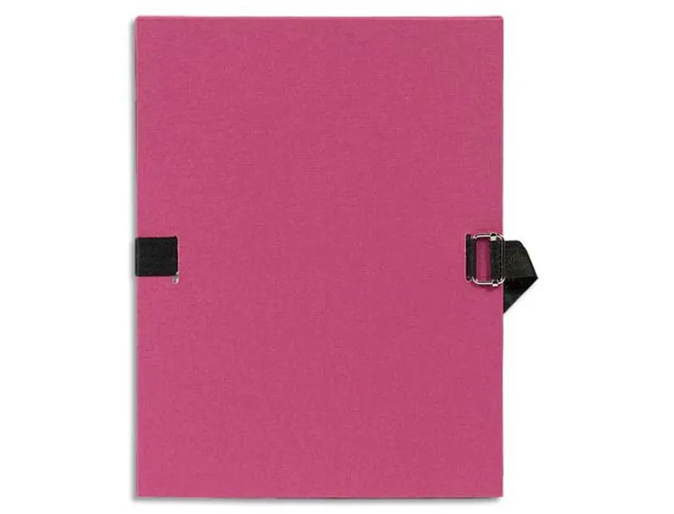 Chemise exacompta carton papier toilé 240x320mm dos extensible 120mm sangle coton boucle crantée coloris bordeaux