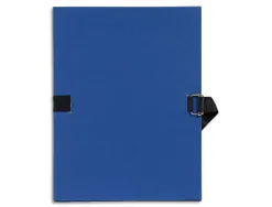 Chemise exacompta carton papier toilé 240x320mm dos extensible 120mm sangle coton boucle crantée coloris marine