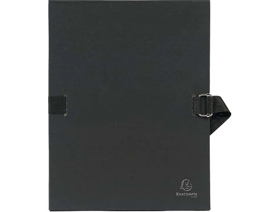 Chemise exacompta carton papier toilé 240x320mm dos extensible 120mm sangle coton boucle crantée coloris assortis