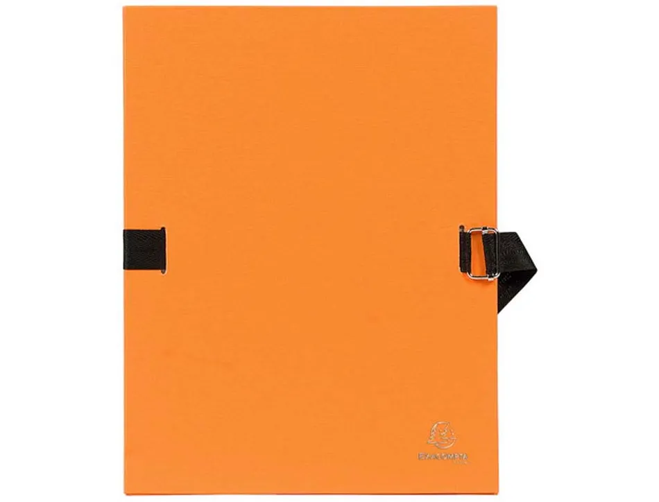 Chemise exacompta carton papier toilé 240x320mm dos extensible 120mm sangle coton boucle crantée coloris assortis