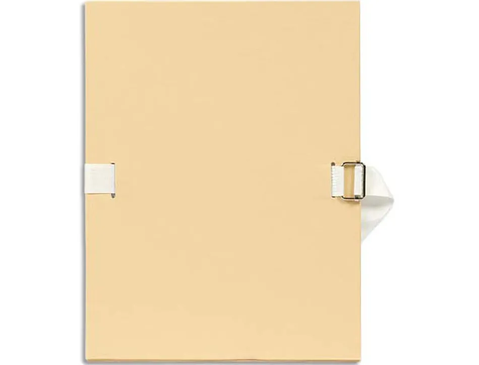 Chemise exacompta carton papier toilé 240x320mm dos extensible 120mm sangle coton boucle crantée coloris mastic