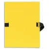 Chemise exacompta carton papier toilé 240x320mm dos extensible 120mm sangle coton boucle crantée coloris jaune