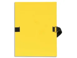 Chemise exacompta carton papier toilé 240x320mm dos extensible 120mm sangle coton boucle crantée coloris jaune