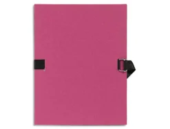 Chemise exacompta carton papier toilé 240x320mm dos extensible 120mm sangle coton boucle crantée coloris bordeaux