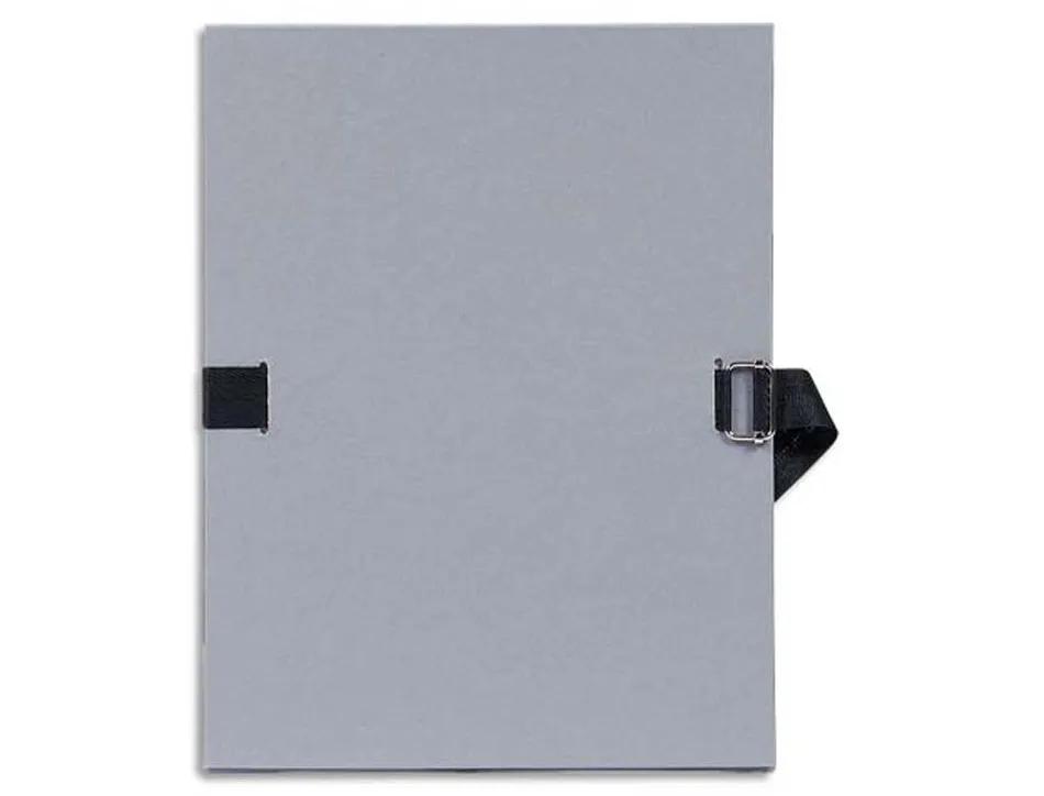 Chemise exacompta carton papier toilé 240x320mm dos extensible 120mm sangle coton boucle crantée coloris gris