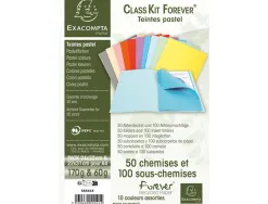 Chemise exacompta class'kit coloris pastel kit 50 chemises 170g + 100 sous chemises 60g