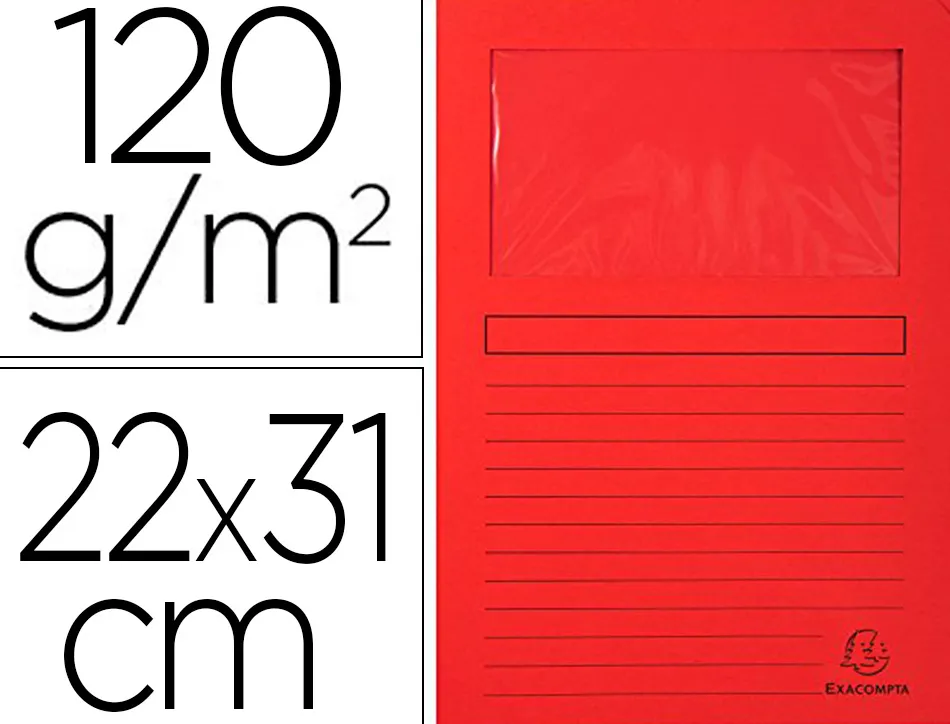 Chemise exacompta forever carte recyclée 120g 22x31cm fenêtre coloris rouge paquet 25 unités