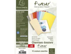 Chemise exacompta forever carte semi rigide recyclée 240x320mm 180g coloris assortis lot 50 unités