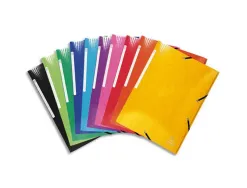 Chemise exacompta iderama carte lustrée pelliculée 425g 3 rabats élastique a4+ 240x320mm coloris assortis