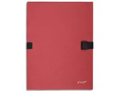 Chemise exacompta n'clip rabat en pied carton recouvert 10/10e a4 dos extensible 13cm clip sangle coloris rouge