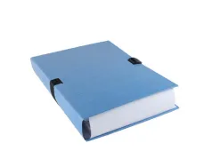 Chemise exacompta n'clip rabat en pied carton recouvert 10/10e a4 dos extensible 13cm clip sangle coloris bleu clair